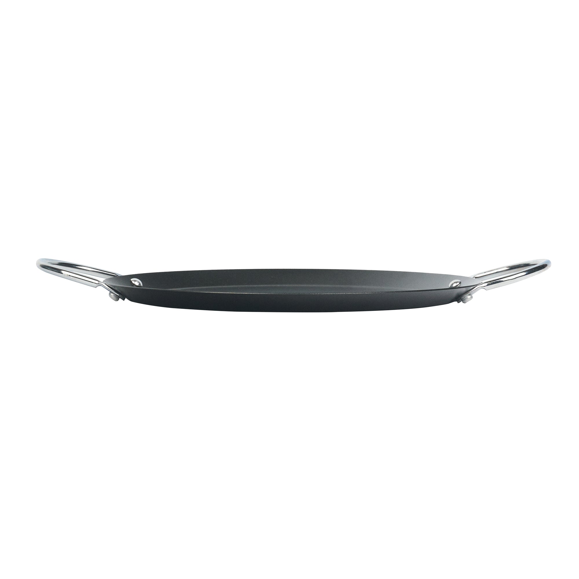 Met Lux Round Carbon Steel Griddle - Non-Stick, with Chrome Handles - 9" - 1 count box