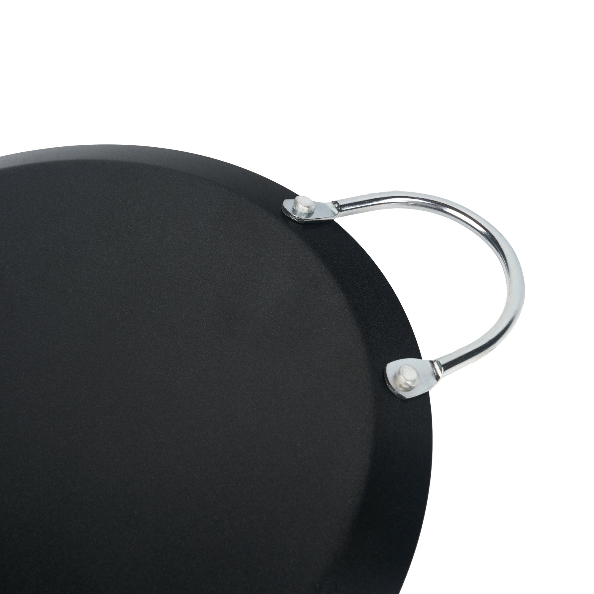Met Lux Round Carbon Steel Griddle - Non-Stick, with Chrome Handles - 9" - 1 count box