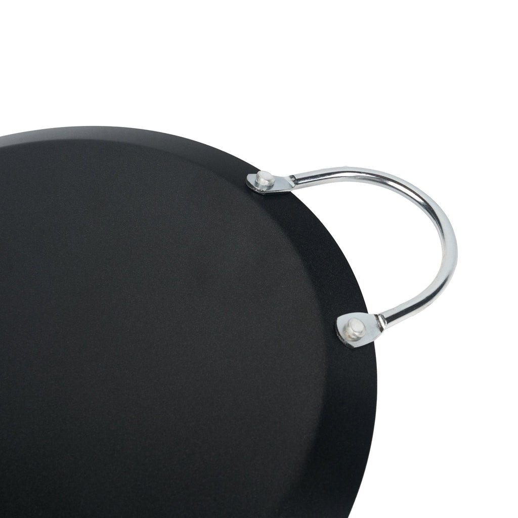 Met Lux Round Carbon Steel Griddle - Non-Stick, with Chrome Handles - 9" - 10 count box