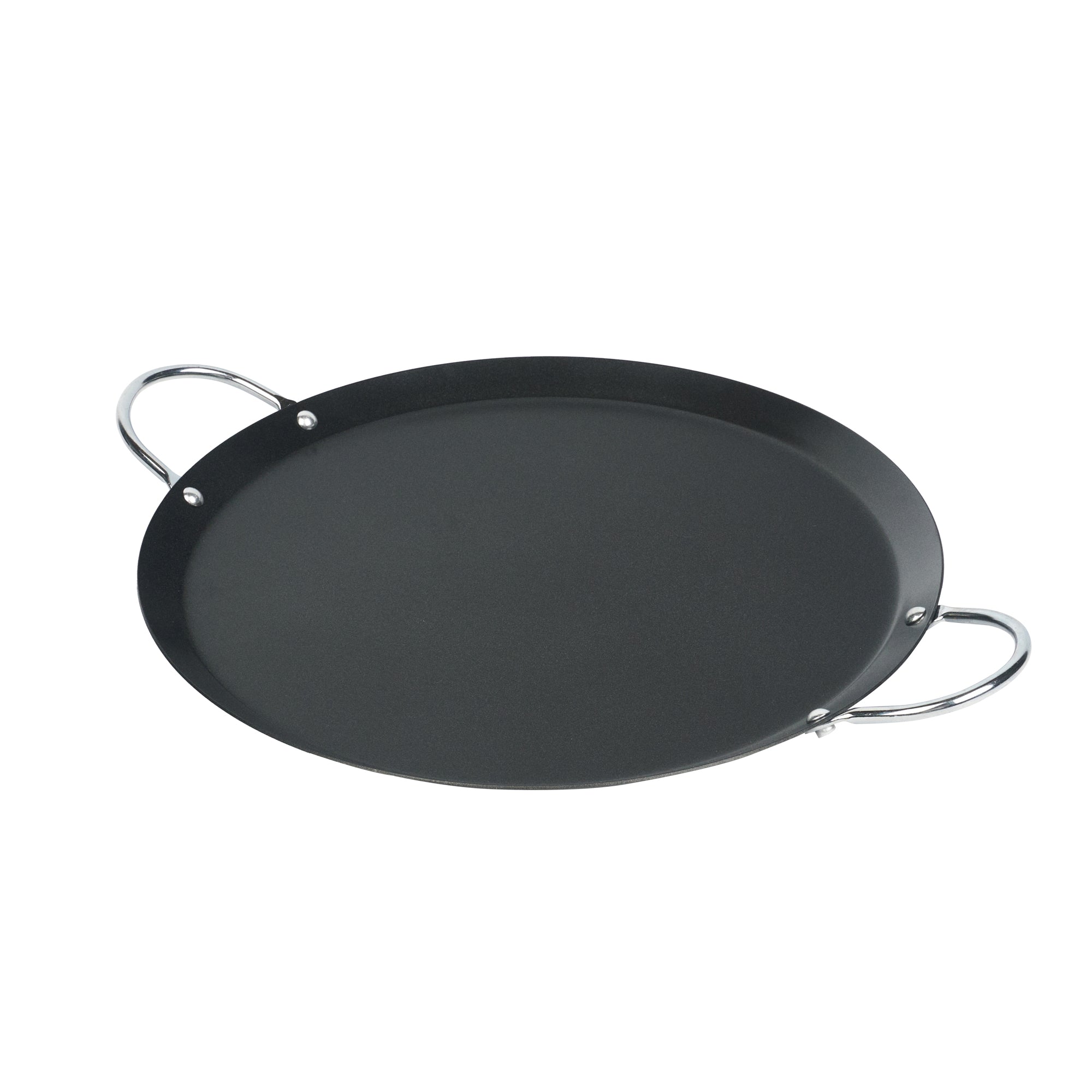 Met Lux Round Carbon Steel Griddle - Non-Stick, with Chrome Handles - 11" - 1 count box