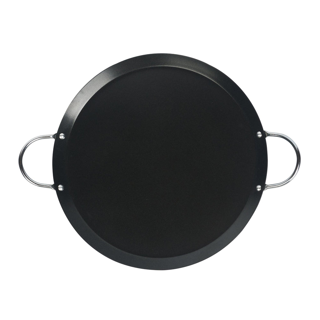 Met Lux Round Carbon Steel Griddle - Non-Stick, with Chrome Handles - 11" - 1 count box