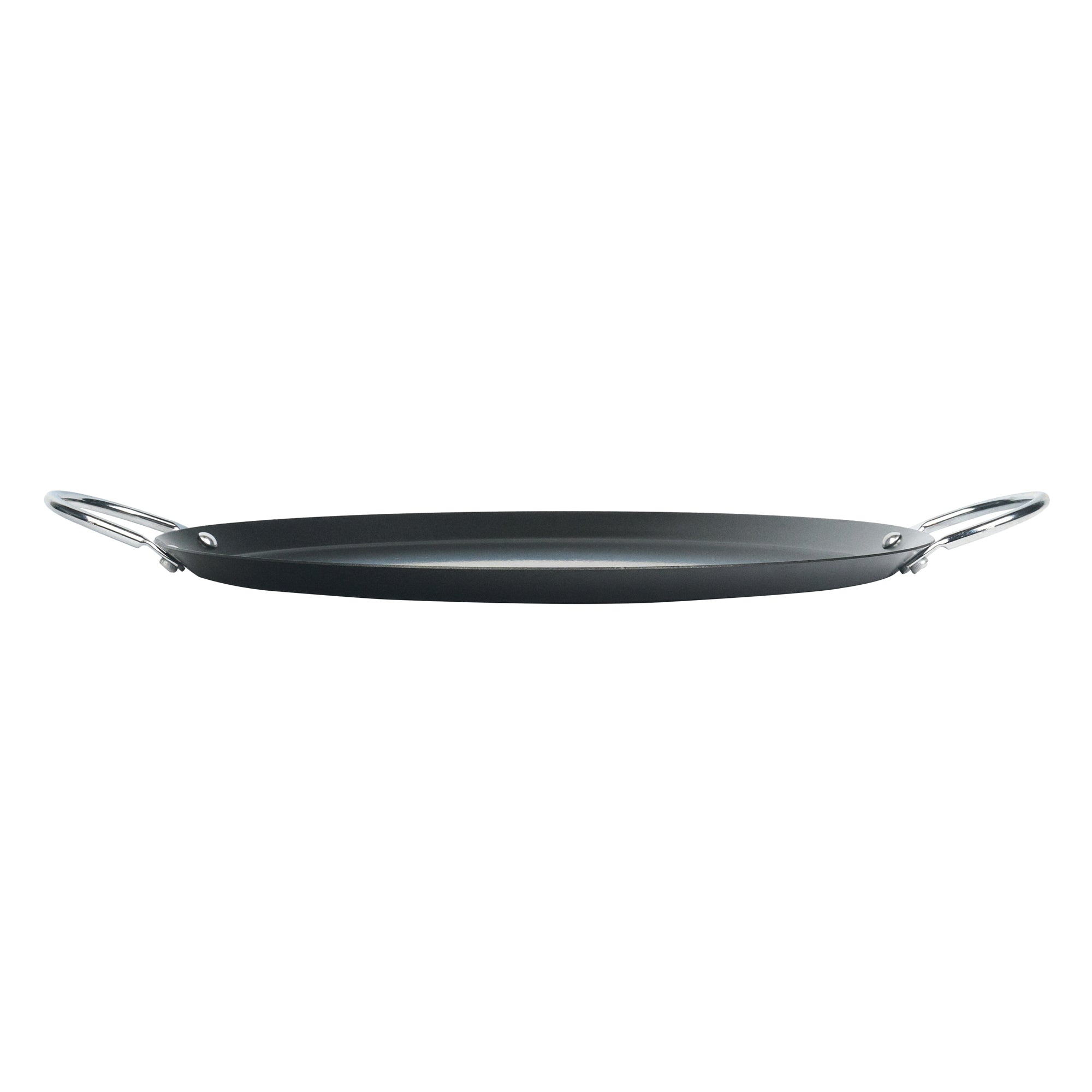 Met Lux Round Carbon Steel Griddle - Non-Stick, with Chrome Handles - 11" - 1 count box