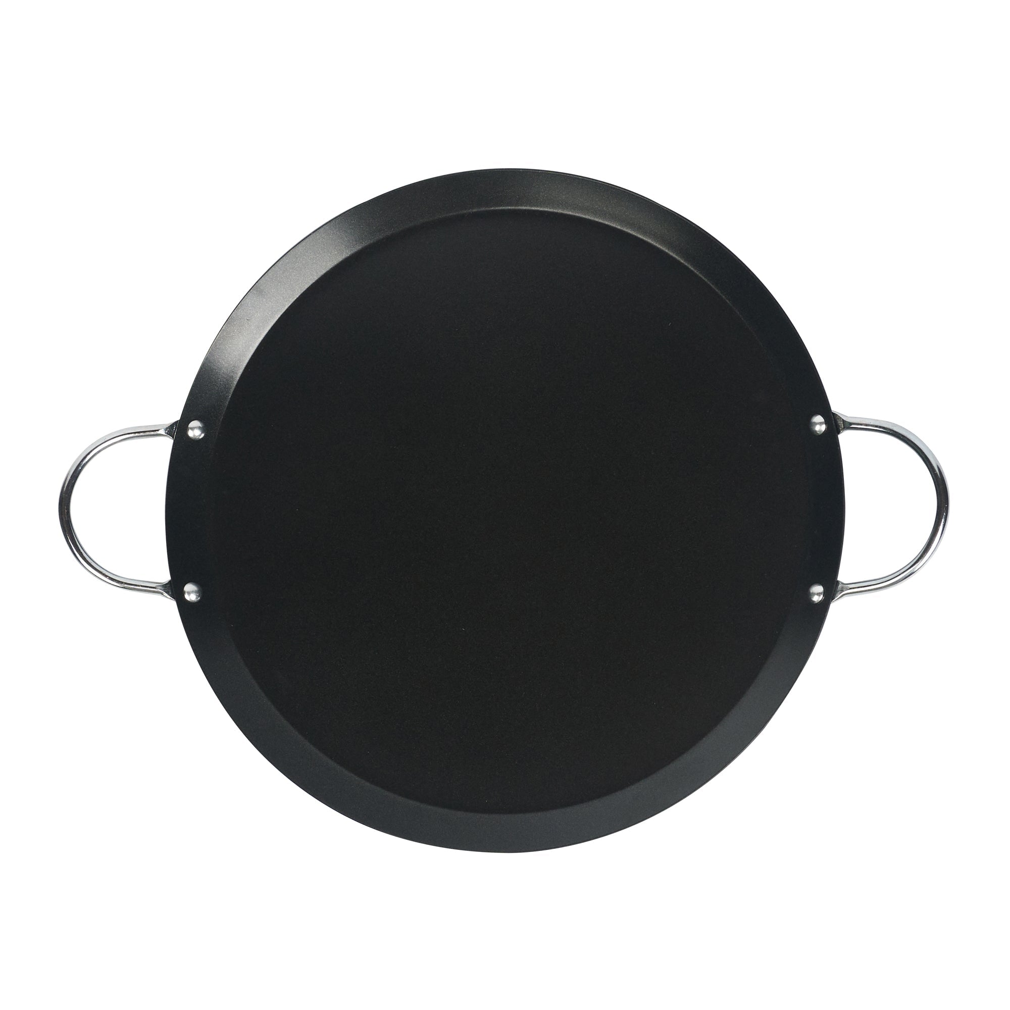 Met Lux Round Carbon Steel Griddle - Non-Stick, with Chrome Handles - 11" - 10 count box