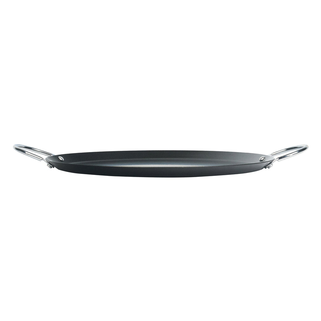 Met Lux Round Carbon Steel Griddle - Non-Stick, with Chrome Handles - 11" - 10 count box