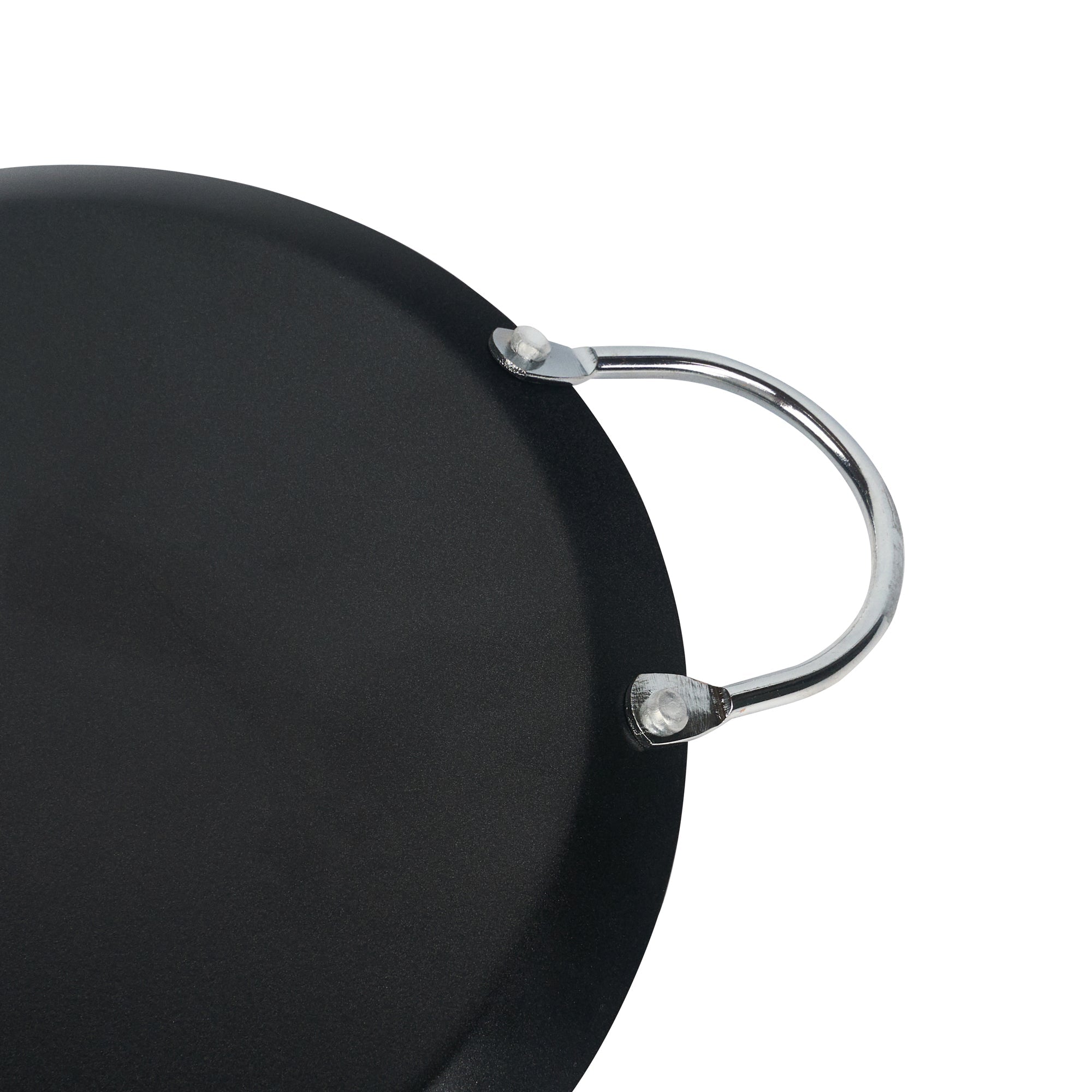 Met Lux Oval Black Carbon Steel Double Burner Griddle - Non-Stick, With Chrome Handles - 17" x 8 3/4" - 10 count box