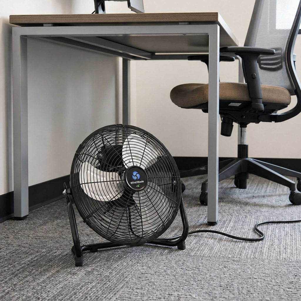 Wind Blade 3-Speed Industrial Floor Fan - Tilt Head, 1/18 HP, 1,680 CFM - 12" - 1 count box