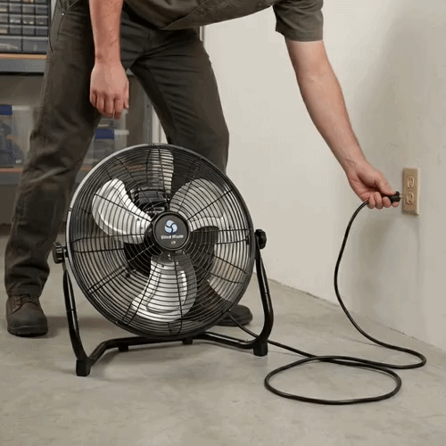 Wind Blade 3-Speed Industrial Floor Fan - Tilt Head, 1/13 HP, 2,450 CFM - 14" - 1 count box
