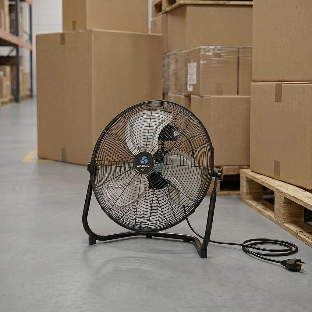 Wind Blade 3-Speed Industrial Floor Fan - Tilt Head, 1/7 HP, 4,080 CFM - 18" - 1 count box