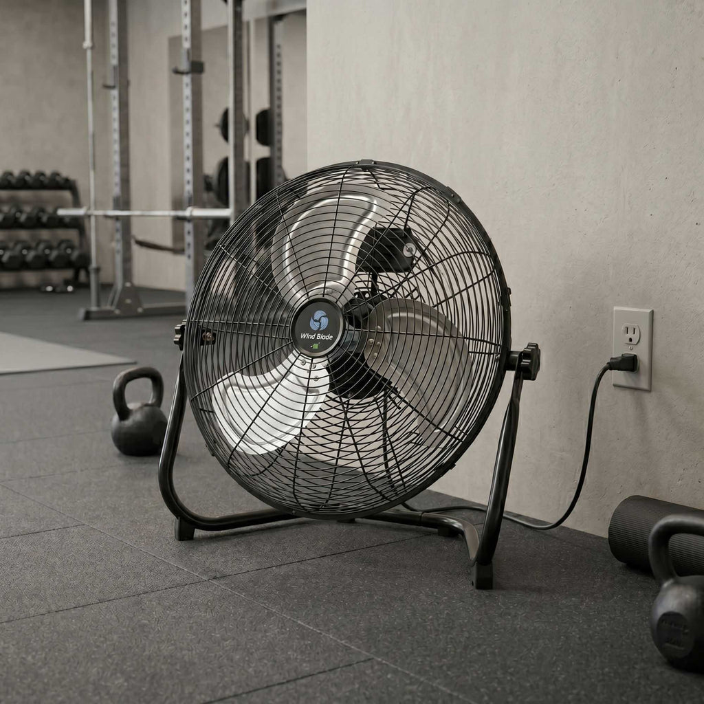 Wind Blade 3-Speed Industrial Floor Fan - Tilt Head, 1/7 HP, 4,080 CFM - 18" - 1 count box