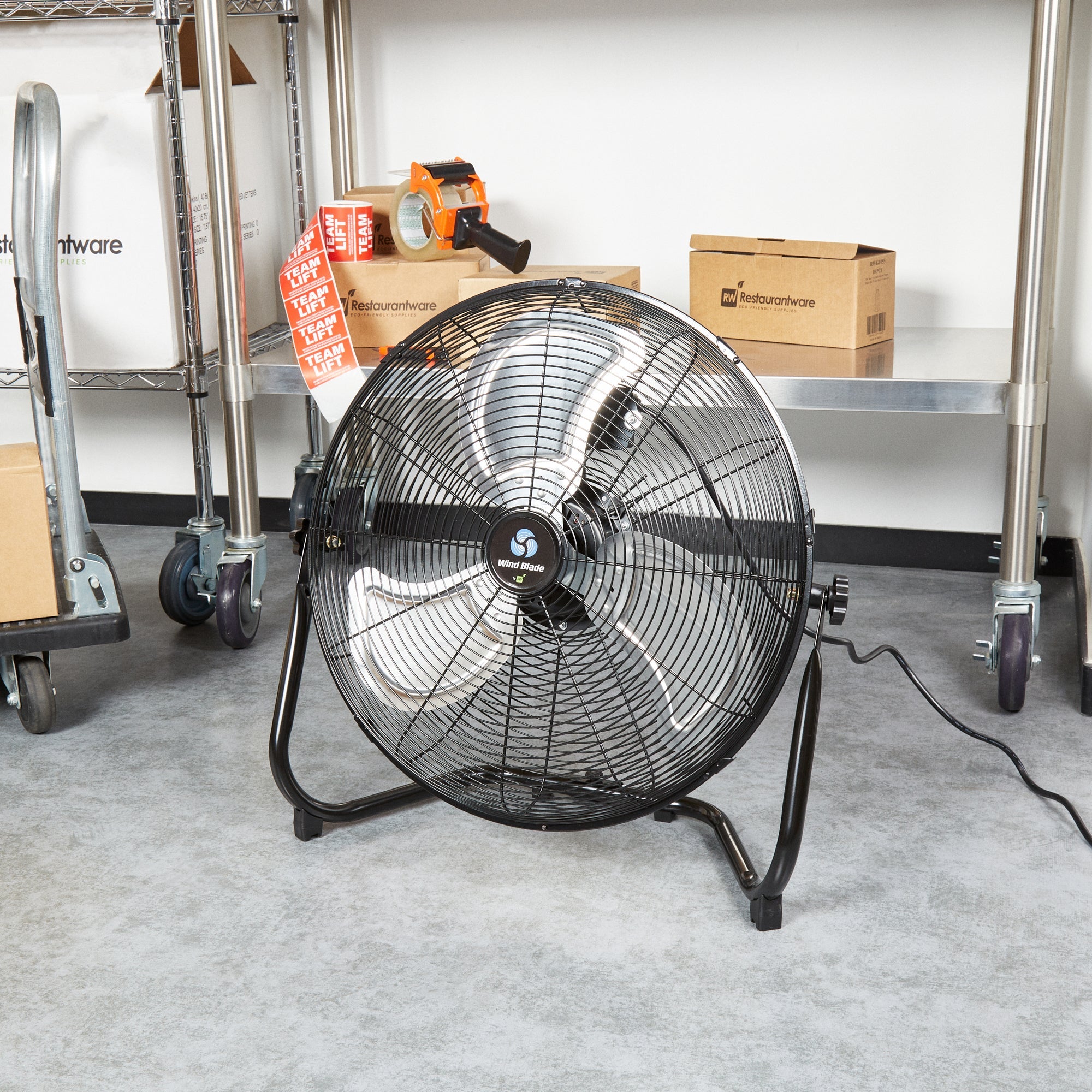 Wind Blade 3-Speed Industrial Floor Fan - Tilt Head, 1/6 HP, 4,750 CFM - 20" - 1 count box