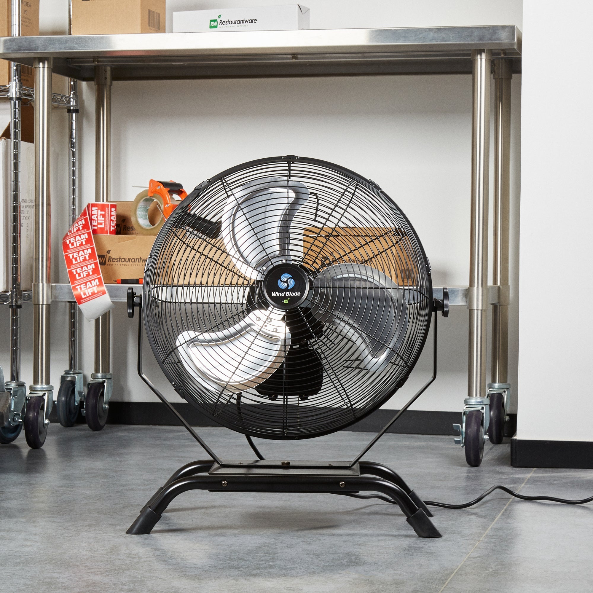 Wind Blade 3-Speed Industrial Floor / Wall-Mount Fan - Tilt Head, 1/7 HP, 4,020 CFM - 18" - 1 count box
