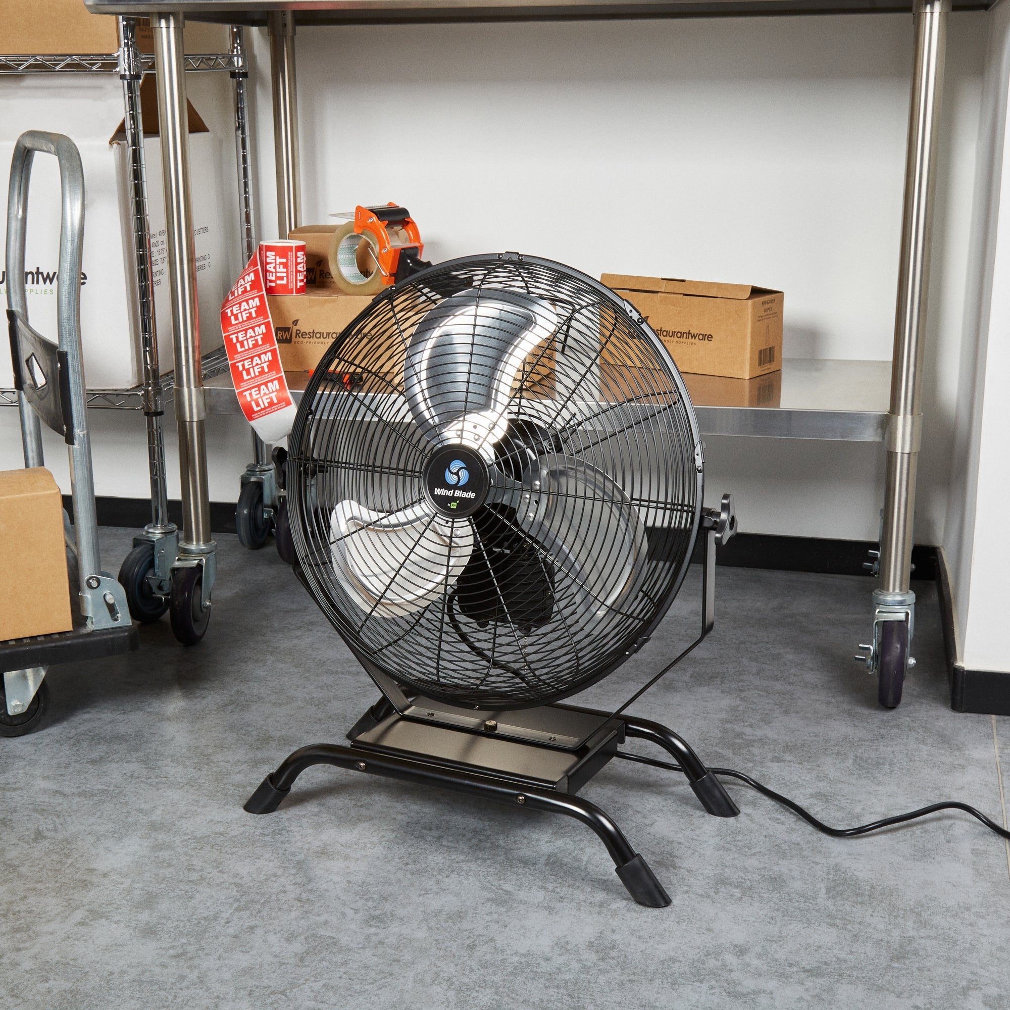 Wind Blade 3-Speed Industrial Floor / Wall-Mount Fan - Tilt Head, 1/7 HP, 4,020 CFM - 18" - 1 count box