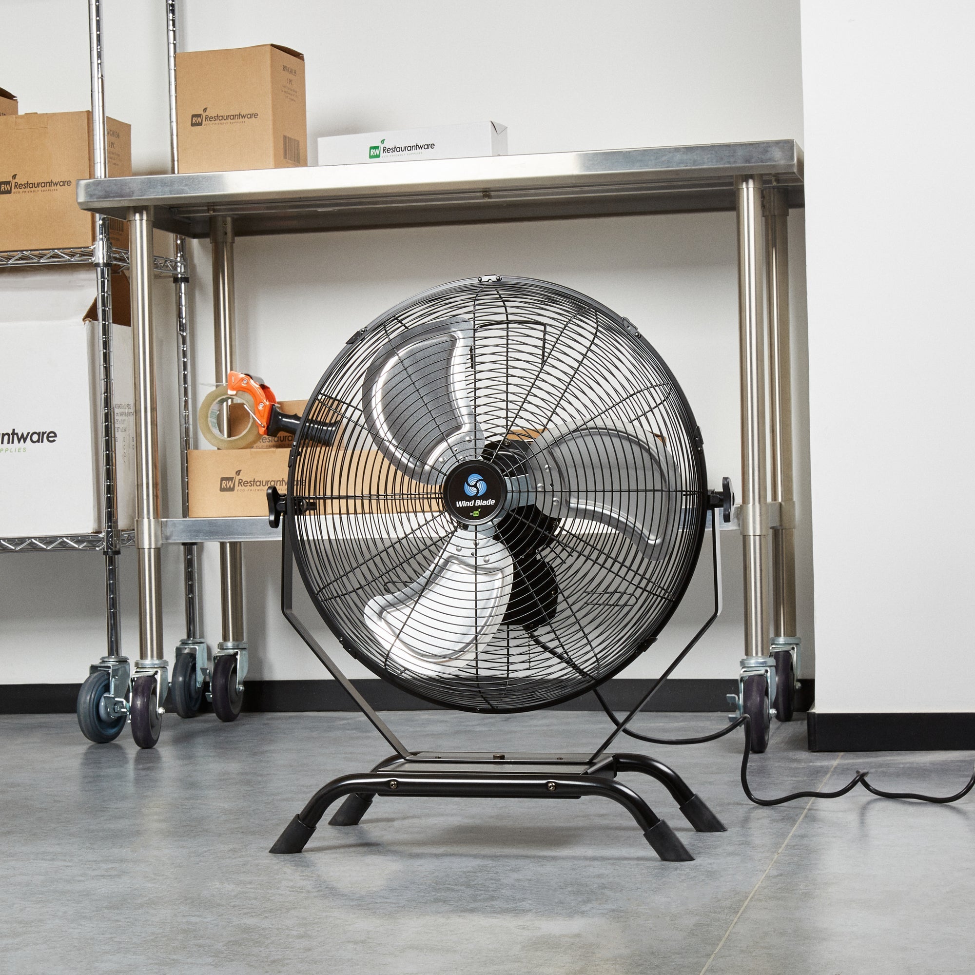 Wind Blade 3-Speed Industrial Floor / Wall-Mount Fan - Tilt Head, 1/6 HP, 4,650 CFM - 20" - 1 count box