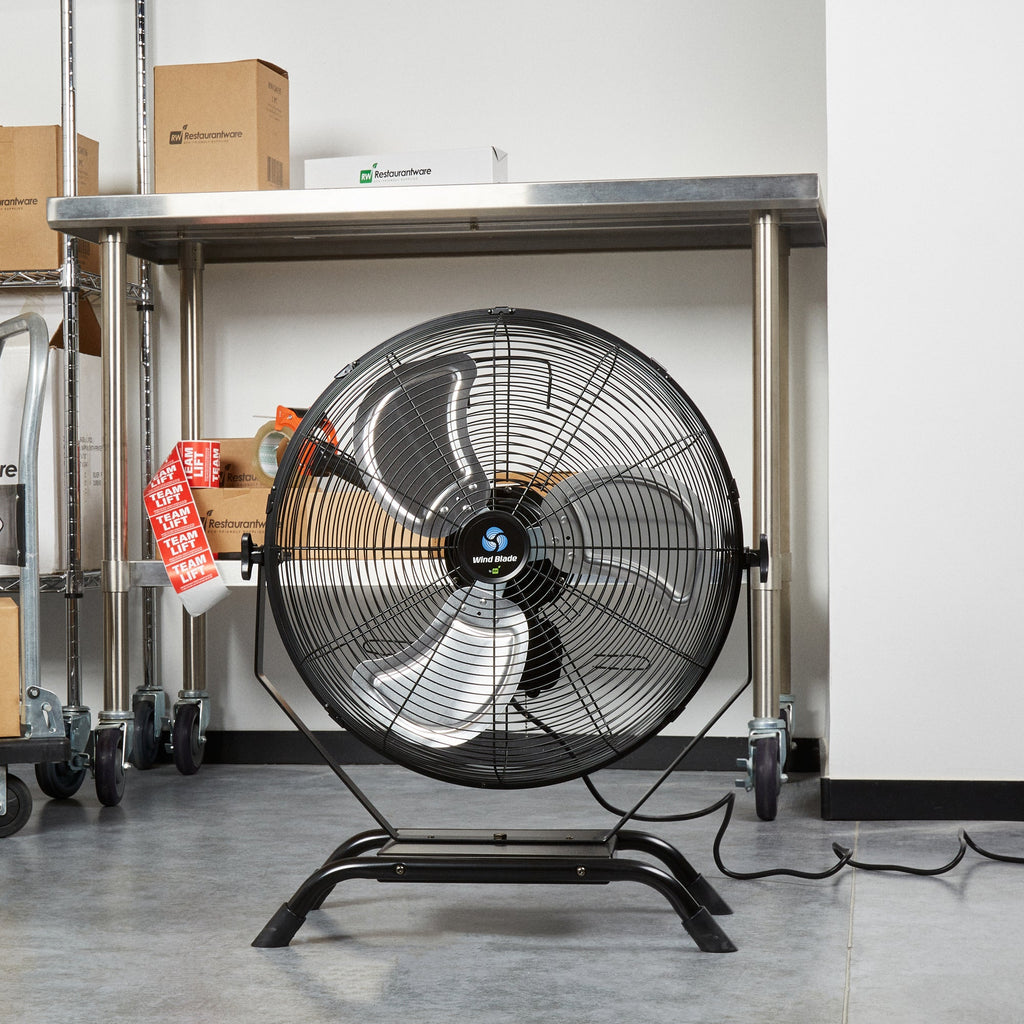 Wind Blade 3-Speed Industrial Floor / Wall-Mount Fan - Tilt Head, 1/6 HP, 4,650 CFM - 20" - 1 count box