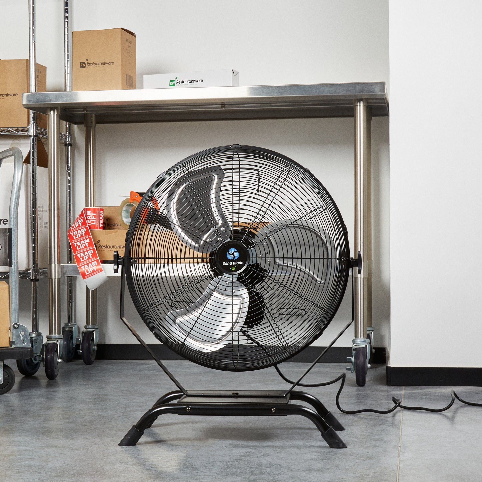 Wind Blade 3-Speed Industrial Floor / Wall-Mount Fan - Tilt Head, 1/6 HP, 4,650 CFM - 20" - 1 count box