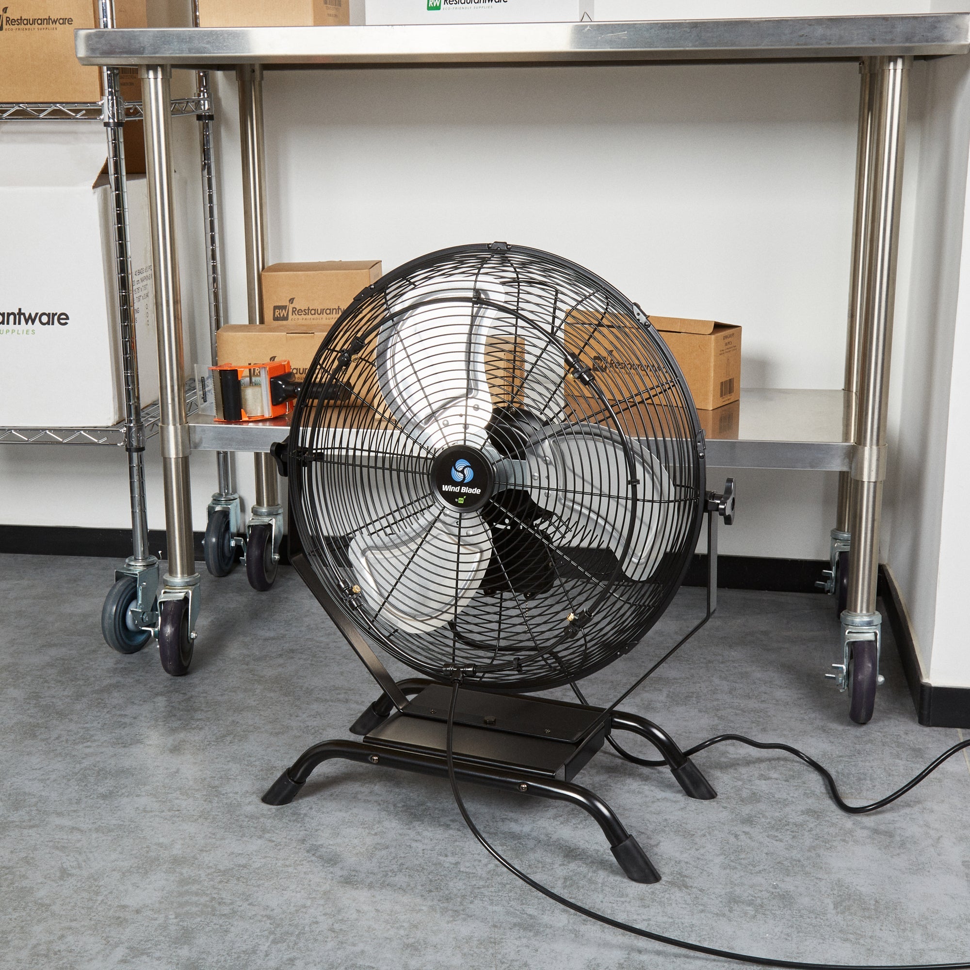 Wind Blade 3-Speed Industrial Floor / Wall-Mount Fan - with Misting Kit, 1/6 HP, 4,650 CFM - 20" - 1 count box