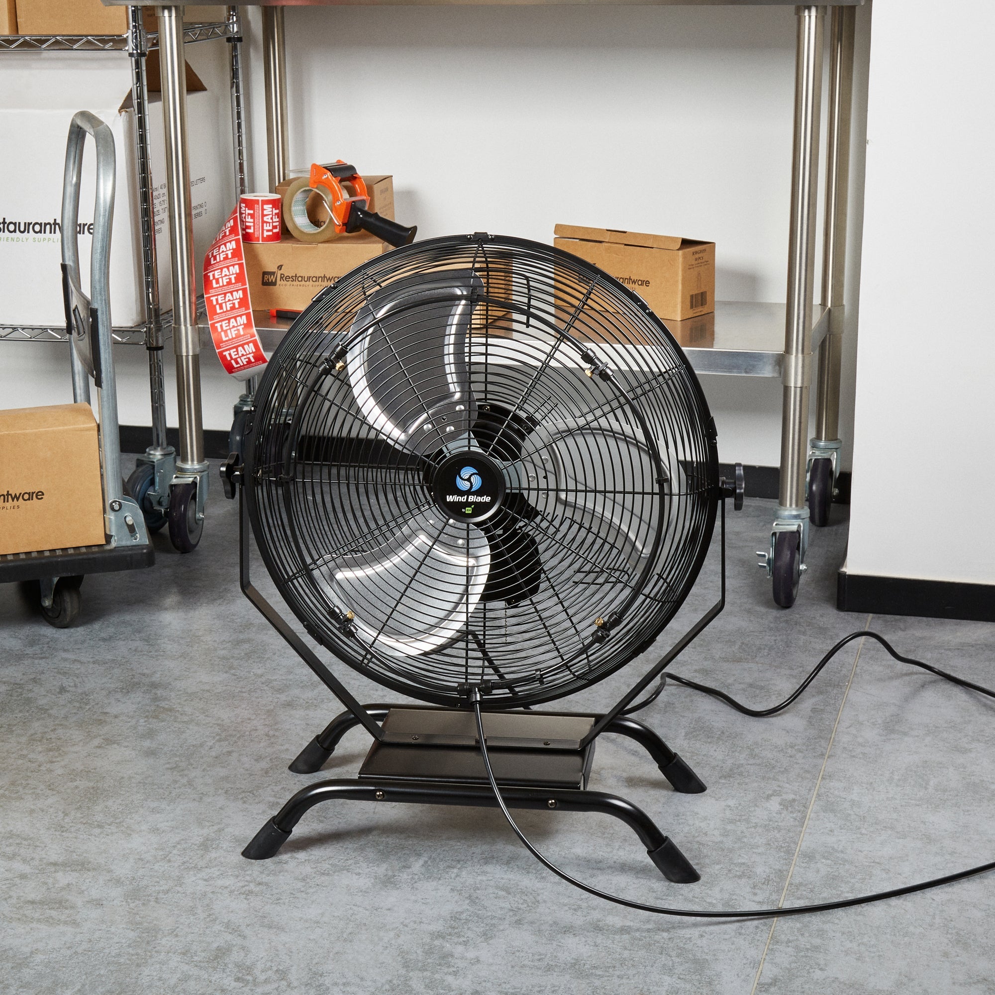 Wind Blade 3-Speed Industrial Floor / Wall-Mount Fan - with Misting Kit, 1/6 HP, 4,650 CFM - 20" - 1 count box