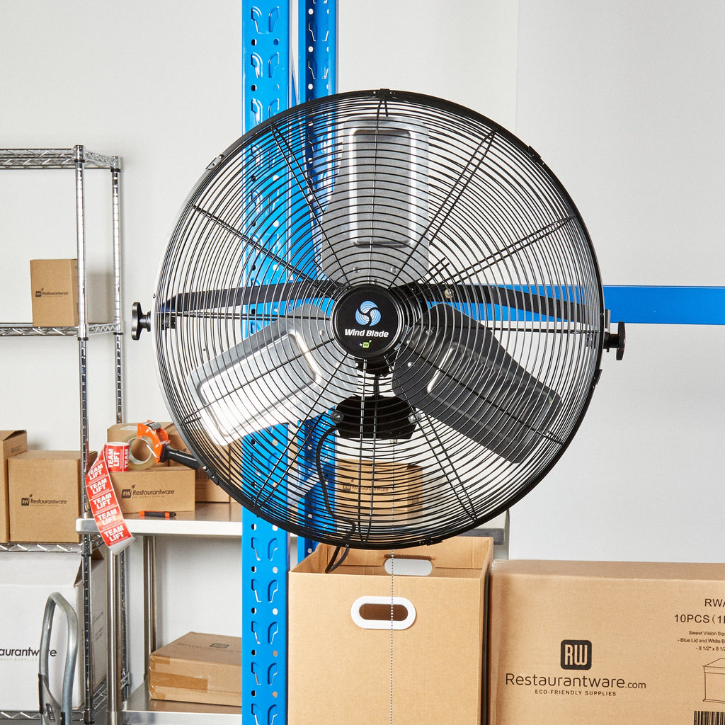 Wind Blade 3-Speed Industrial Wall-Mount Fan - Tilt Head, 1/3 HP, 6,250 CFM - 24" - 1 count box
