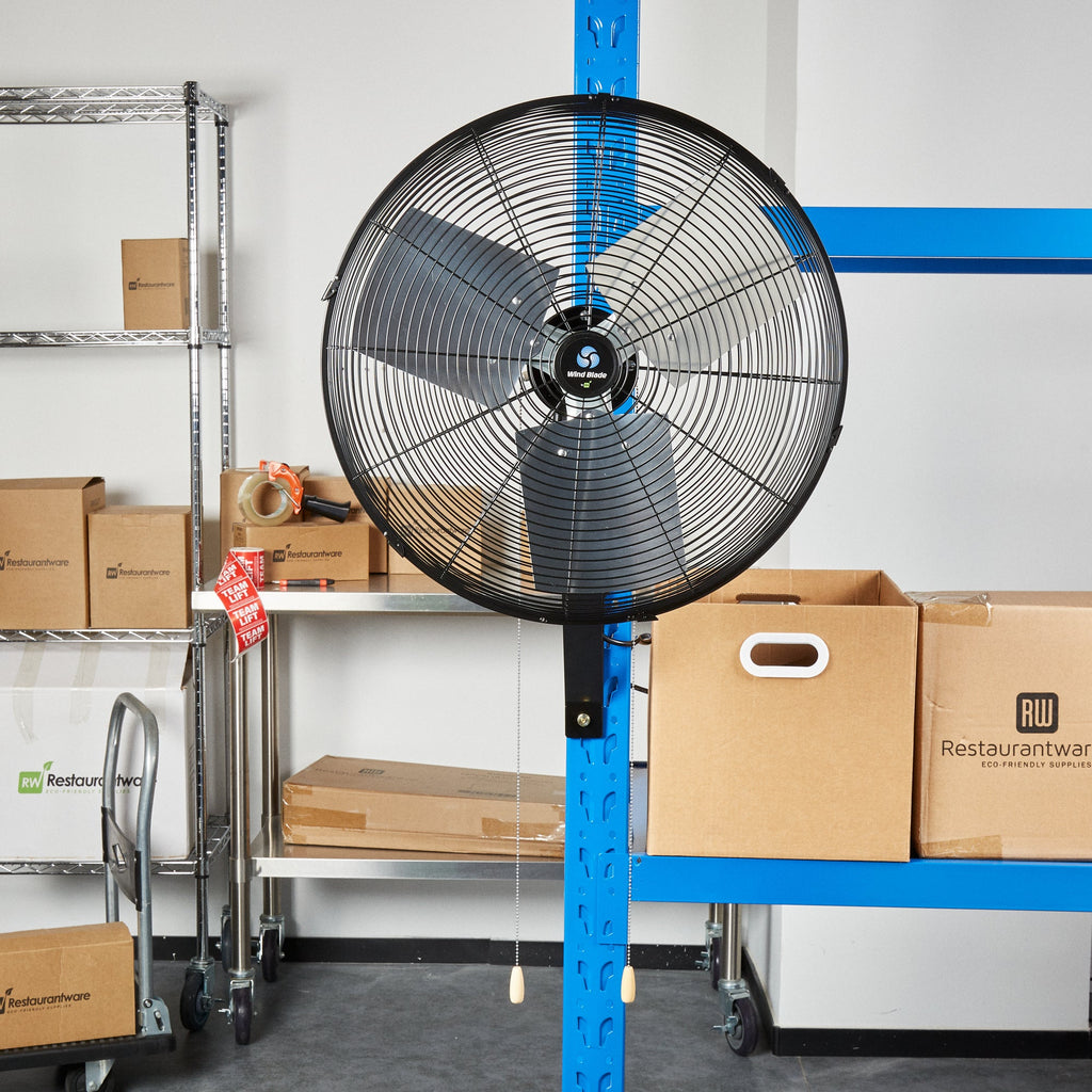 Wind Blade 3-Speed Oscillating Industrial Wall-Mount Fan - Tilt Head, 1/6 HP, 5,250 CFM - 20" - 1 count box