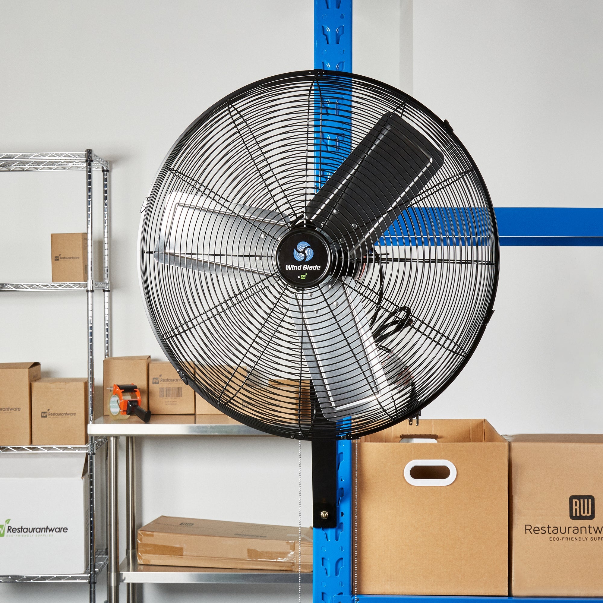 Wind Blade 3-Speed Oscillating Industrial Wall-Mount Fan - Tilt Head, 1/4 HP, 6,550 CFM - 24" - 1 count box