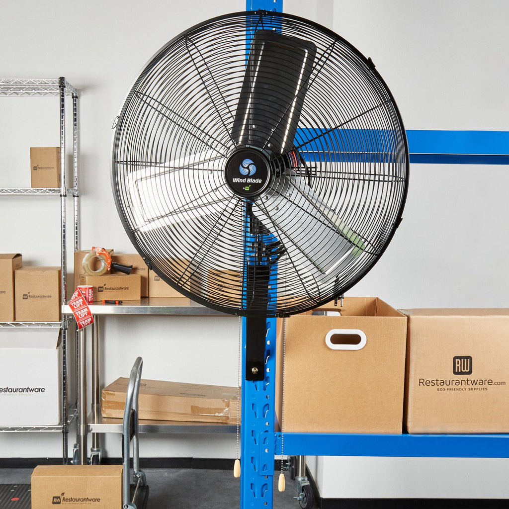 Wind Blade 3-Speed Oscillating Industrial Wall-Mount Fan - Tilt Head, 1/4 HP, 6,550 CFM - 24" - 1 count box