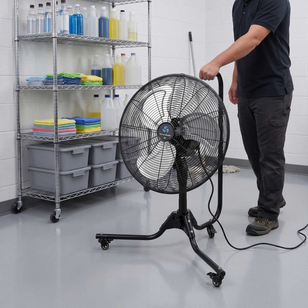 Wind Blade 3-Speed Portable Industrial Floor Fan - Tilt Head, 1/7 HP, 3,900 CFM - 18" - 1 count box