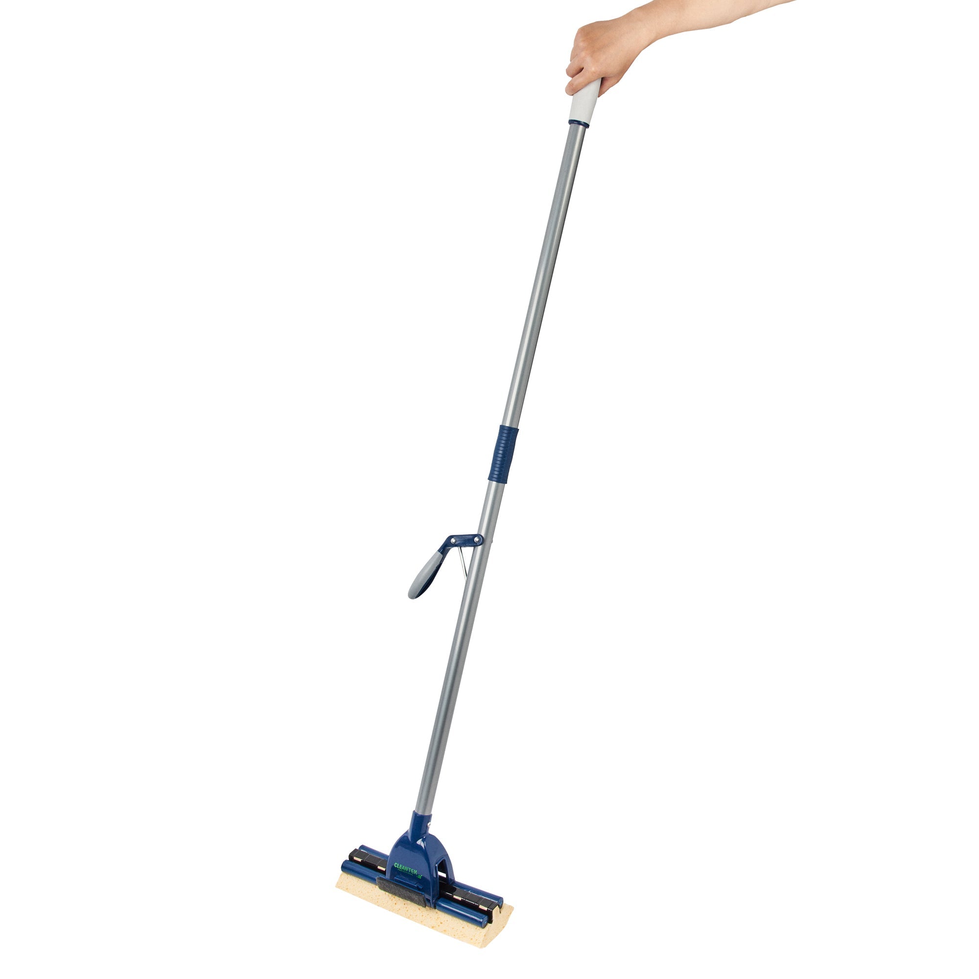 RW Clean Blue Cellulose Sponge Mop - with Handle, Scouring Pad Attachment - 10 1/4" - 1 count box