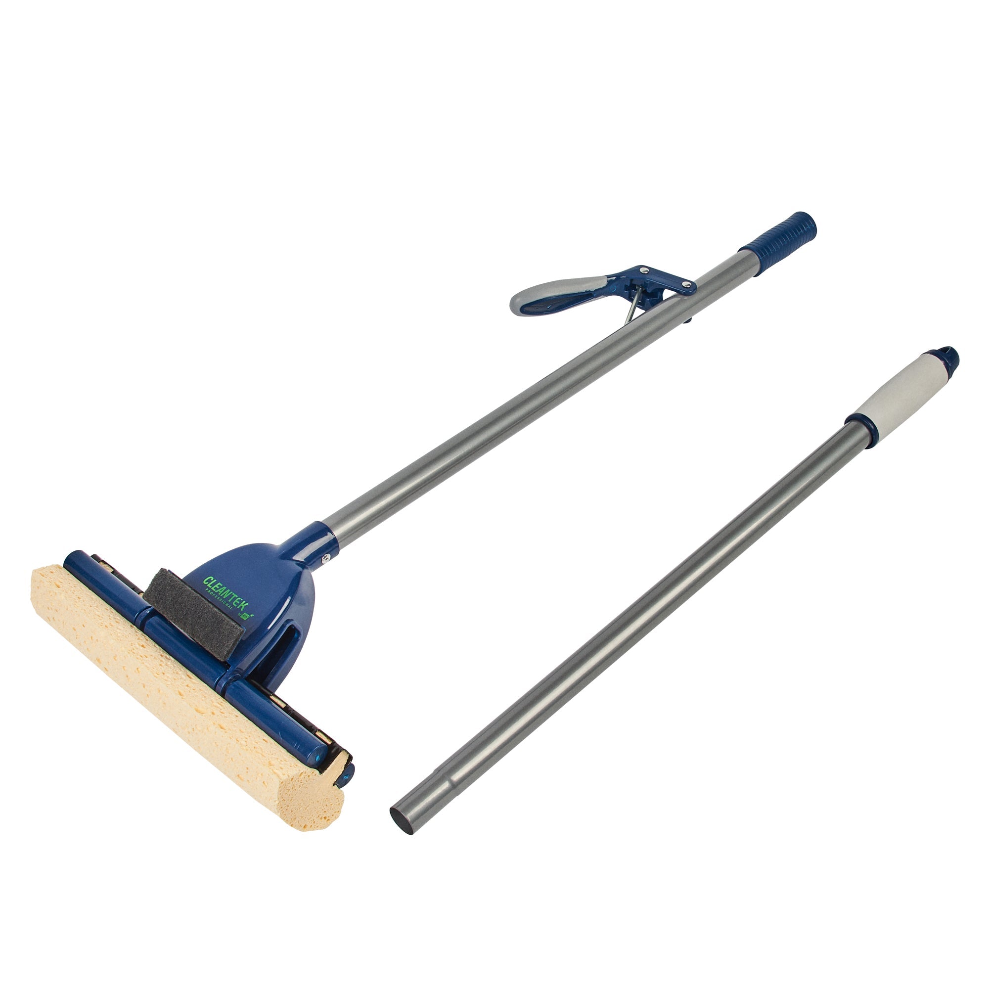 RW Clean Blue Cellulose Sponge Mop - with Handle, Scouring Pad Attachment - 10 1/4" - 1 count box