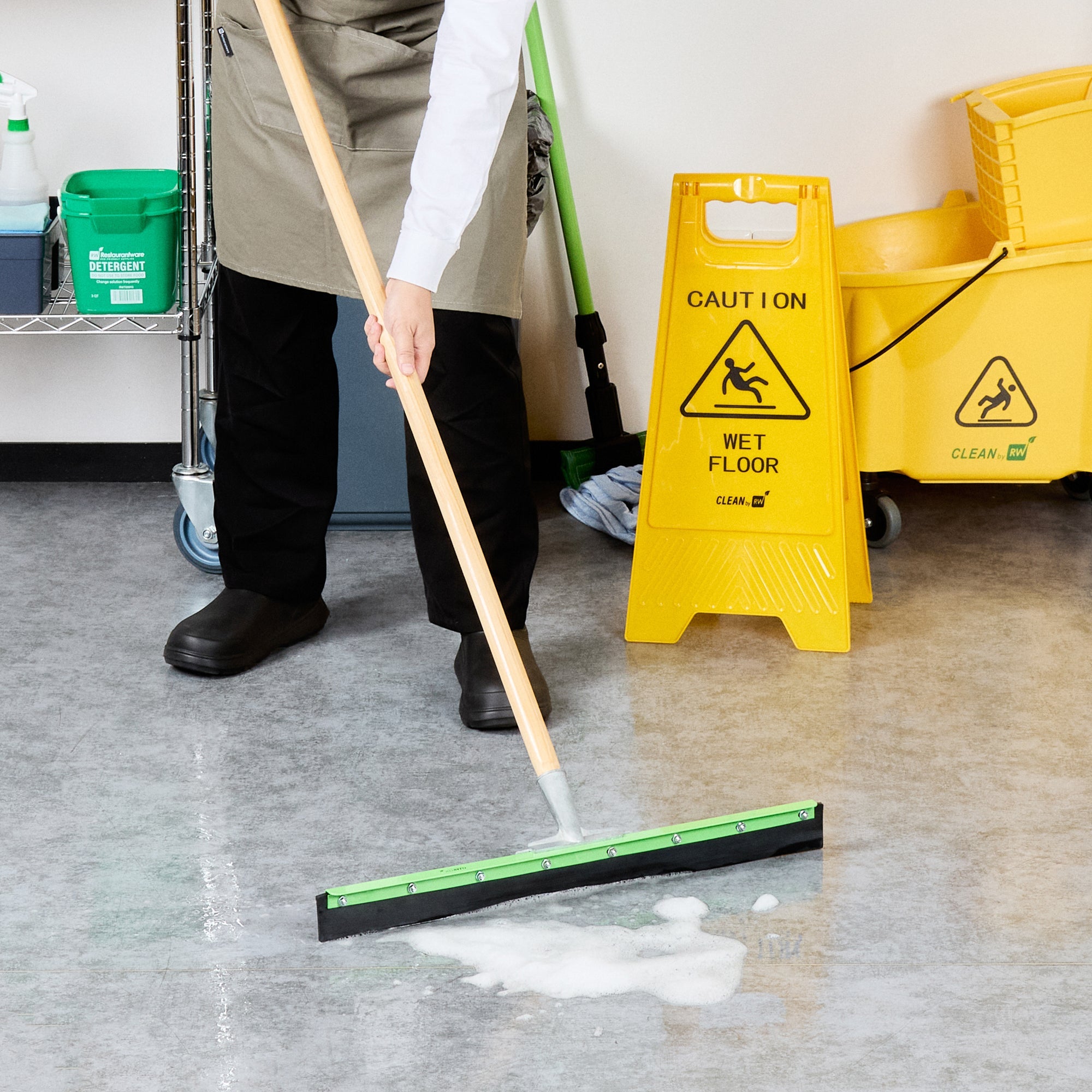 Clean Tek Professional Green Steel Heavy-Duty Floor Squeegee - 24" - 1 count box