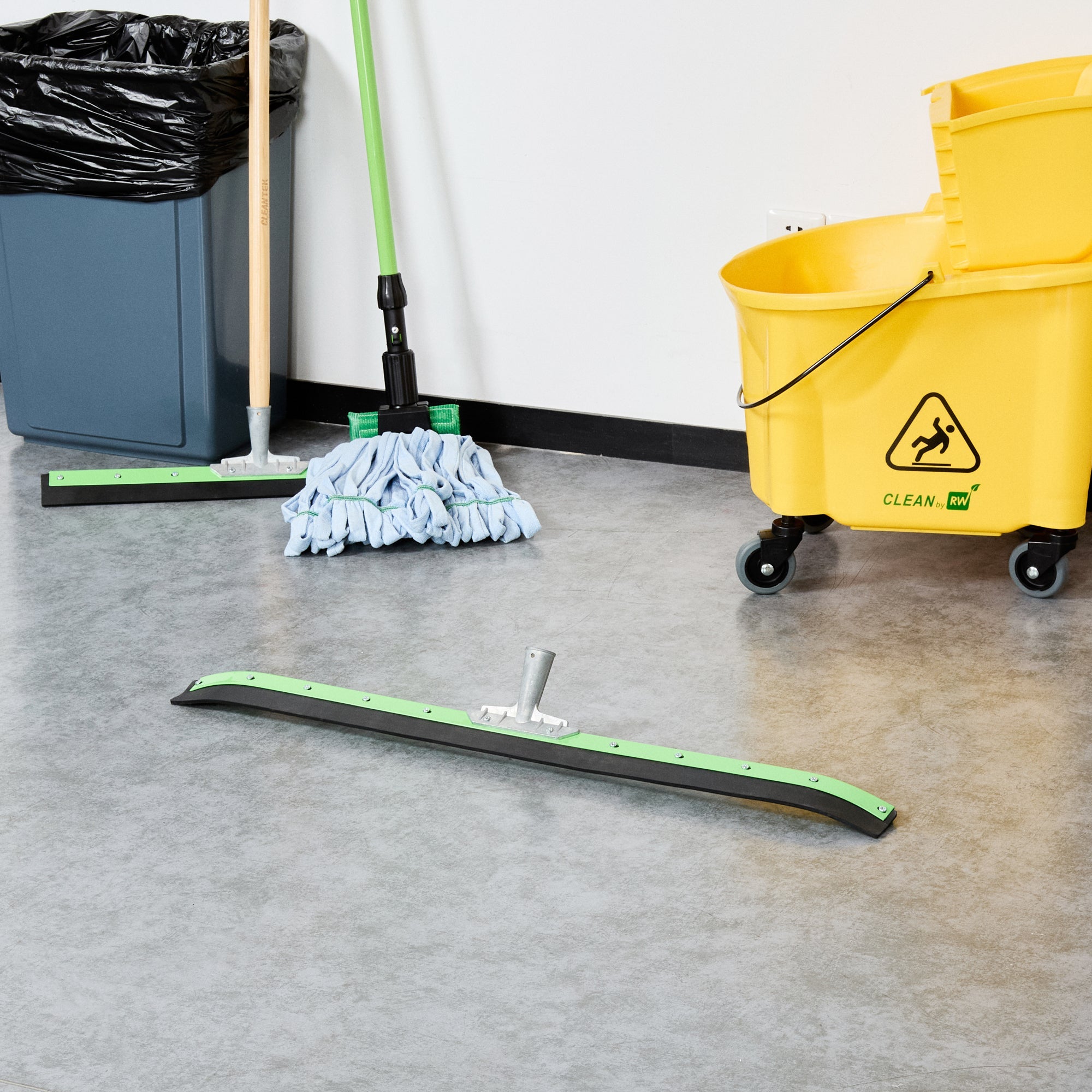 Clean Tek Professional Green Steel Heavy-Duty Floor Squeegee - Curved - 35 3/4" - 1 count box