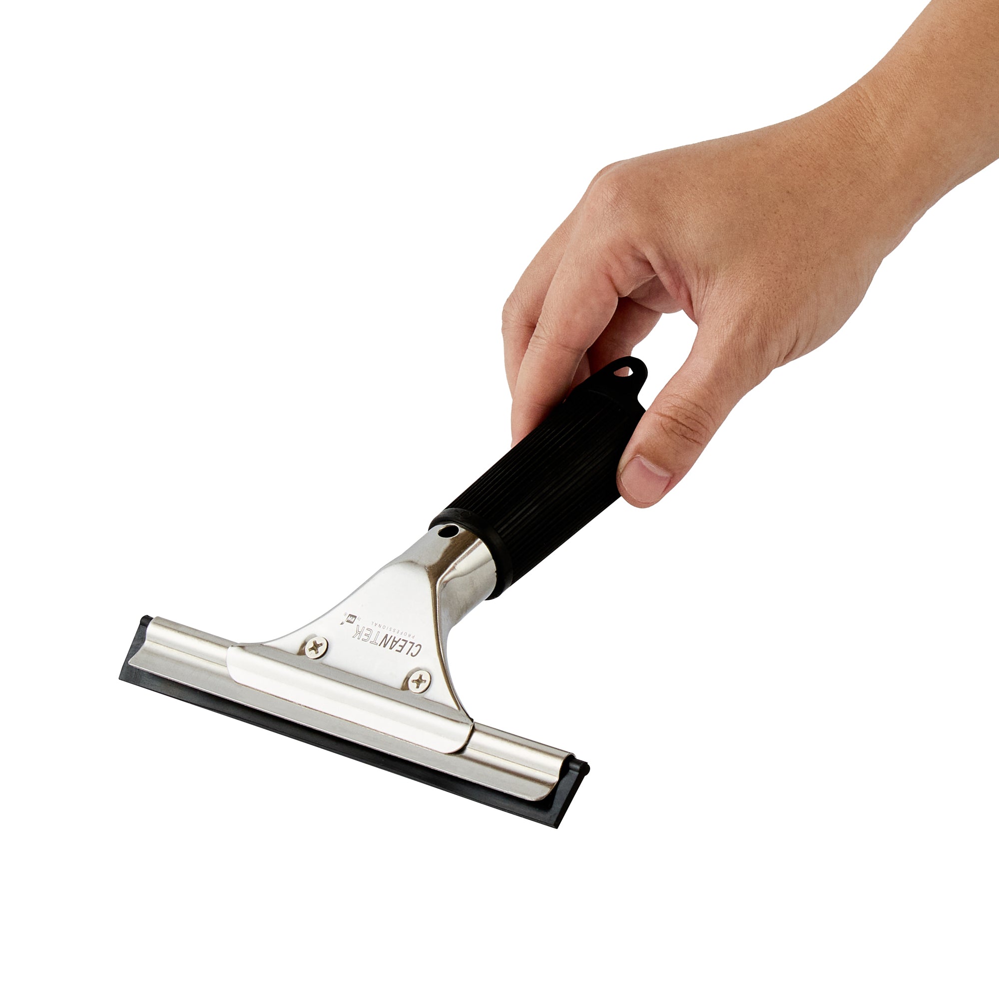 Clean Tek Professional Stainless Steel Window Squeegee - with Black Rubber Grip - 6" - 1 count box