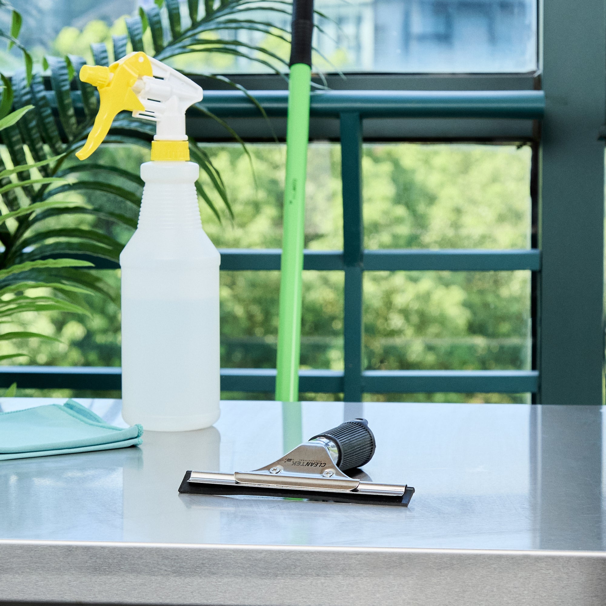 Clean Tek Professional Stainless Steel Window Squeegee - with Black Rubber Grip - 6" - 1 count box