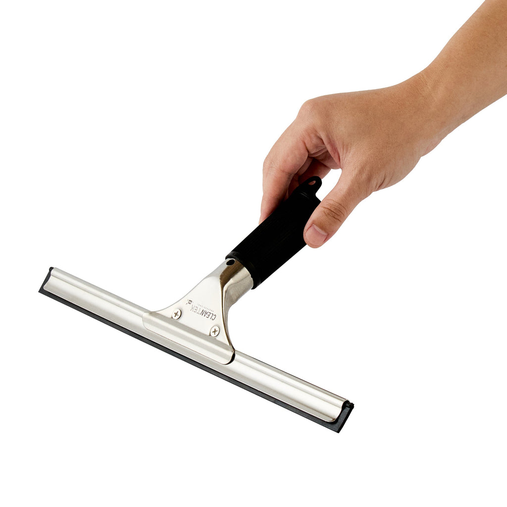 Clean Tek Professional Stainless Steel Window Squeegee - with Black Rubber Grip - 11 3/4" - 1 count box