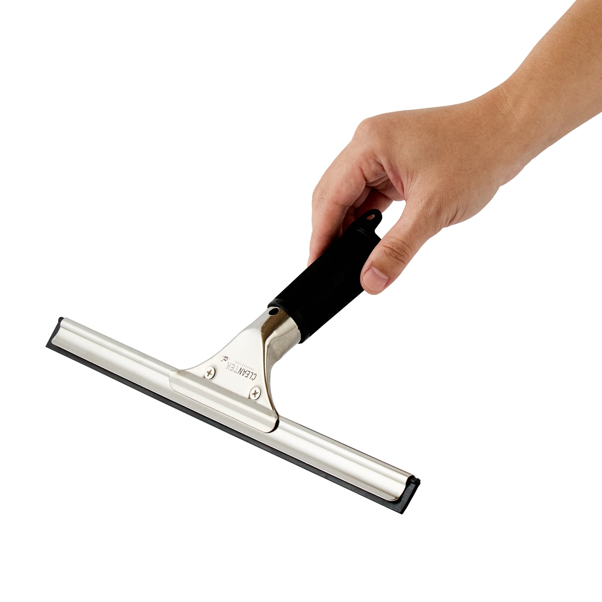 Clean Tek Professional Stainless Steel Window Squeegee - with Black Rubber Grip - 11 3/4" - 1 count box