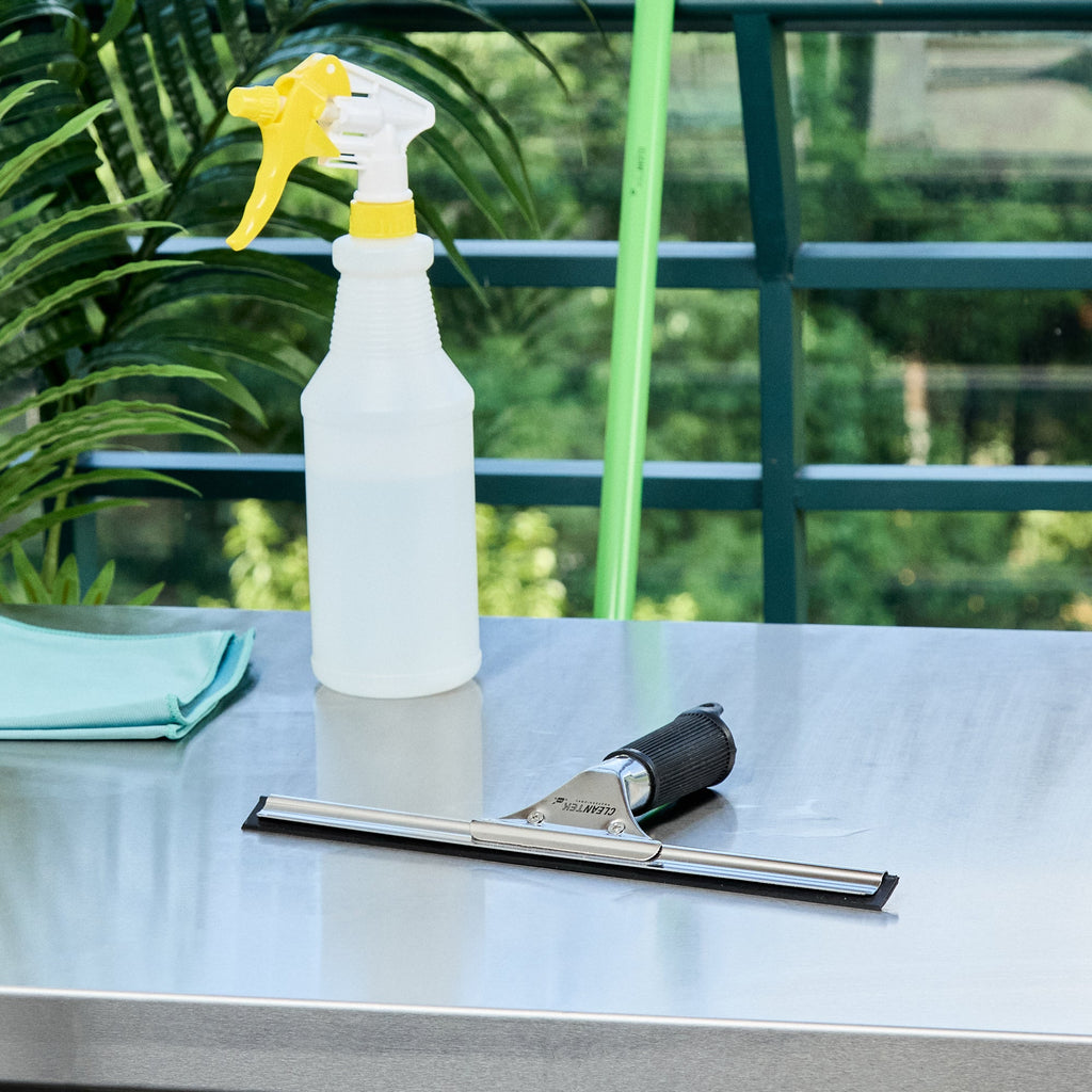 Clean Tek Professional Stainless Steel Window Squeegee - with Black Rubber Grip - 11 3/4" - 1 count box