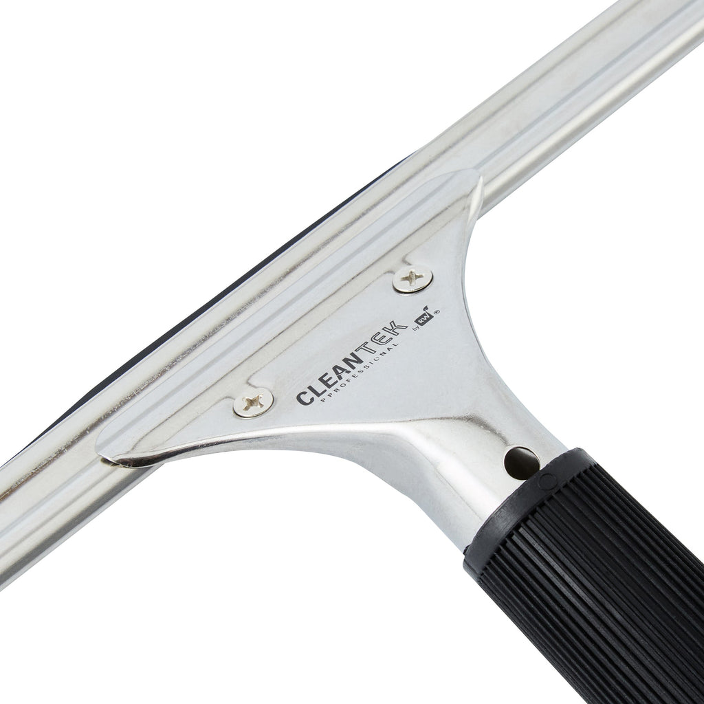 Clean Tek Professional Stainless Steel Window Squeegee - with Black Rubber Grip - 13 3/4" - 1 count box