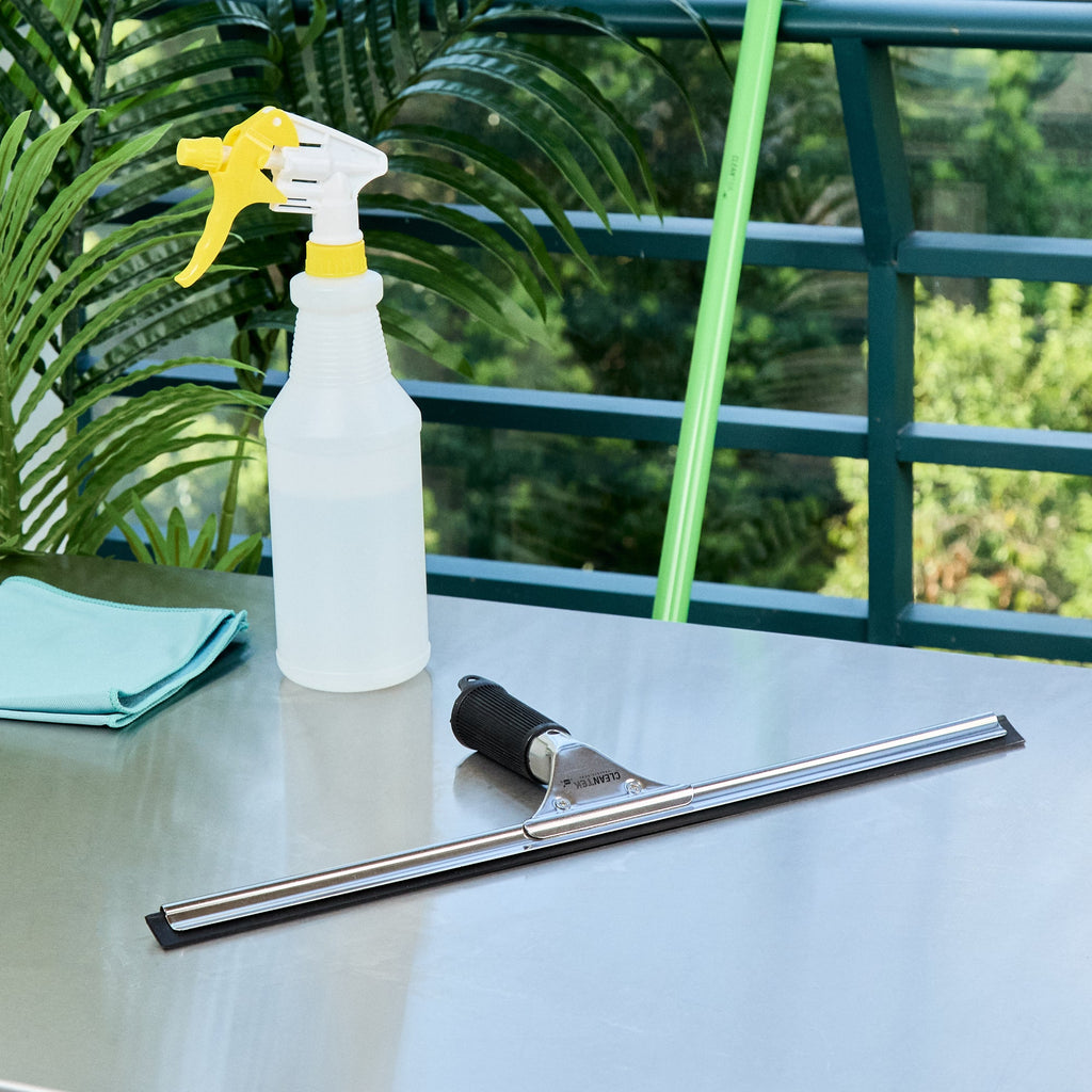 Clean Tek Professional Stainless Steel Window Squeegee - with Black Rubber Grip - 17 3/4" - 1 count box
