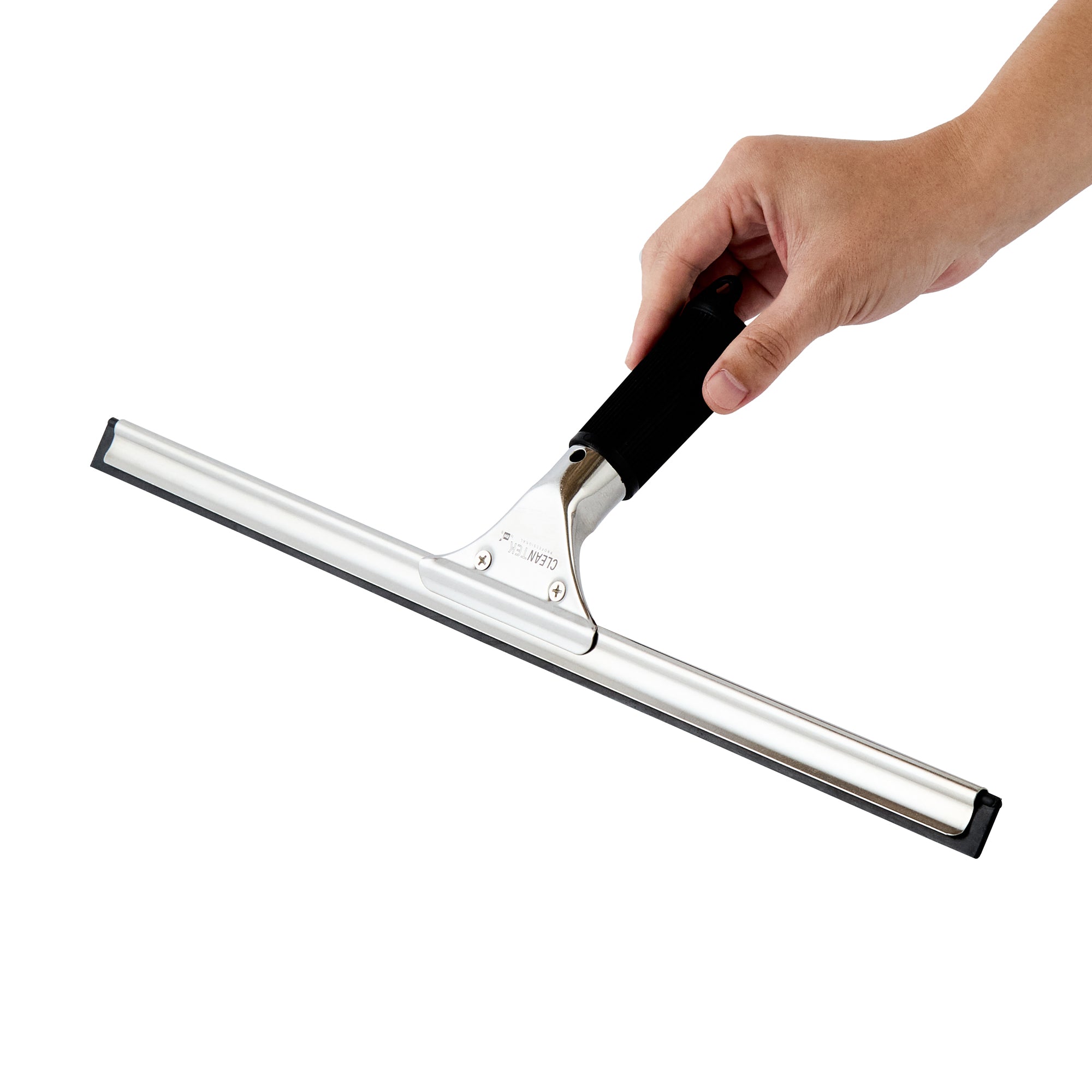 Clean Tek Professional Stainless Steel Window Squeegee - with Black Rubber Grip - 17 3/4" - 1 count box