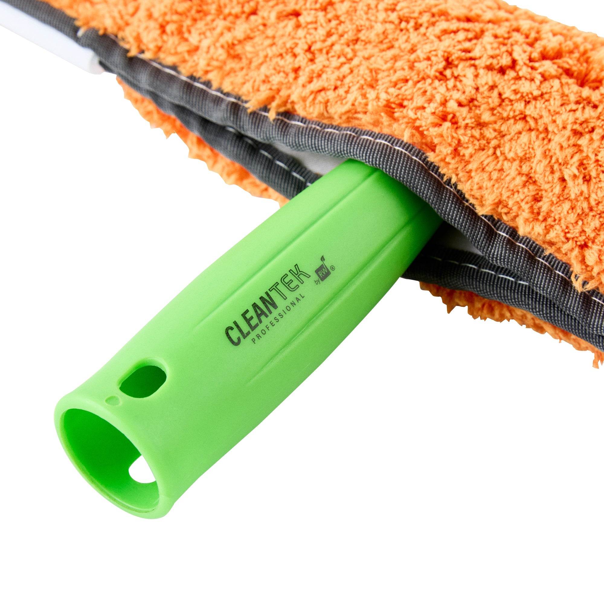 Clean Tek Professional Orange Microfiber Window Strip Washer Sleeve - with T-Bar Handle - 15" - 1 count box