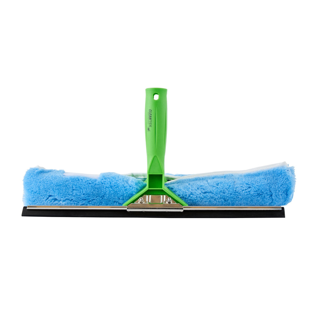 Clean Tek Professional Blue Synthetic Window Squeegee - with Strip Washer Sleeve, T-Bar Handle - 15" - 1 count box