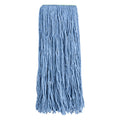 Clean Tek Professional 24 oz Blue Cotton Blend Heavy Duty Wet Mop Head - with 1 1/4" Headband, Cut End - 1 count box