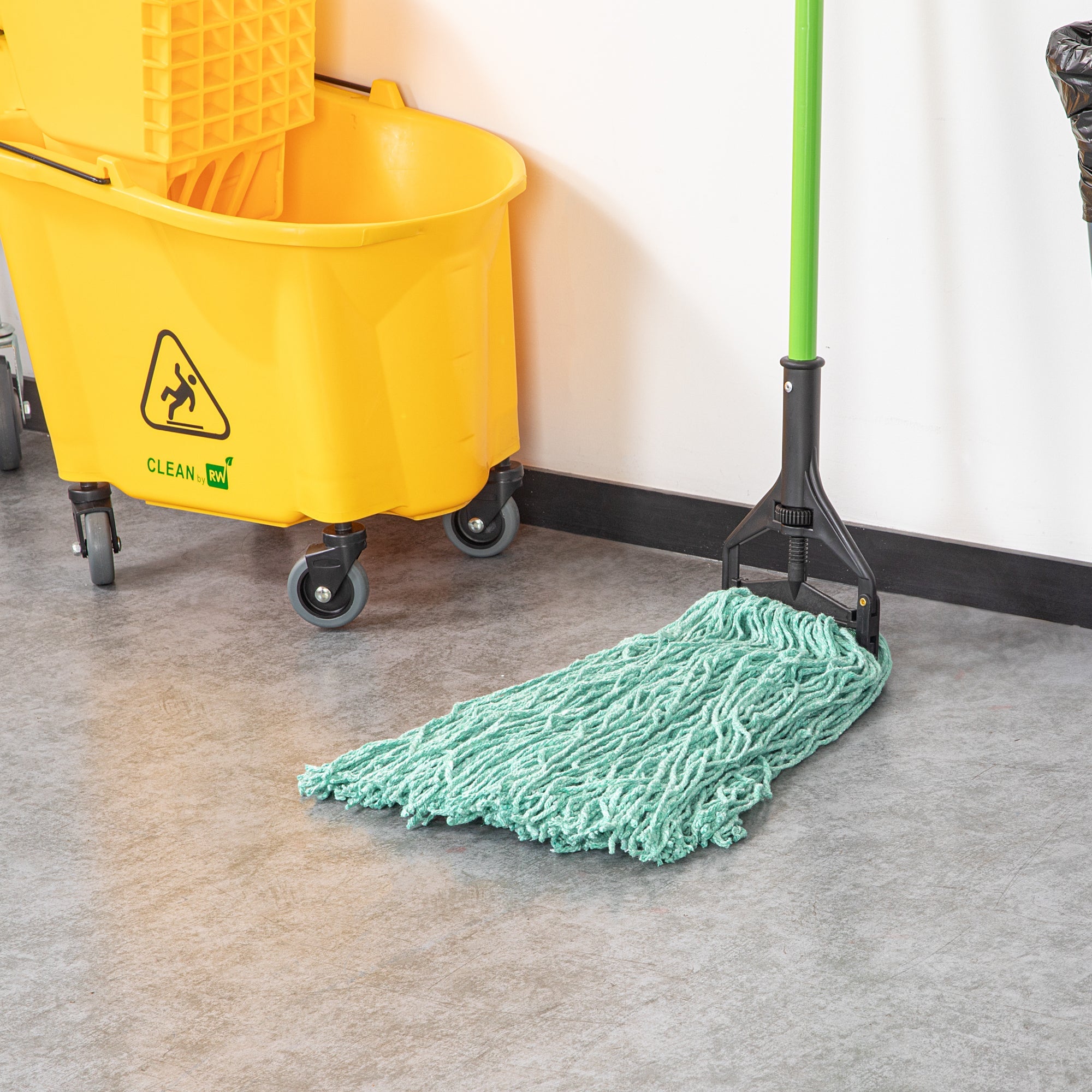 Clean Tek Professional 24 oz Green Cotton Blend Heavy Duty Wet Mop Head - with 1 1/4" Headband, Cut End - 1 count box