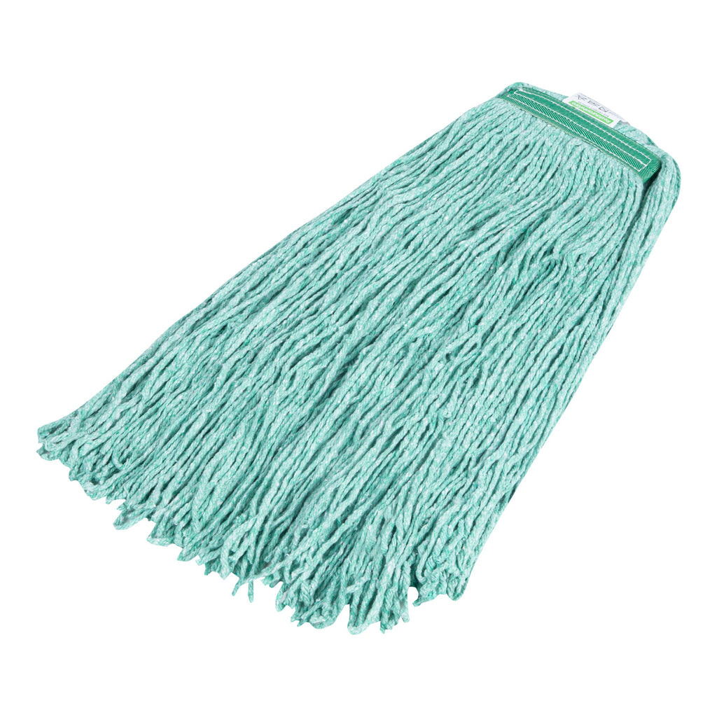 Clean Tek Professional 24 oz Green Cotton Blend Heavy Duty Wet Mop Head - with 1 1/4" Headband, Cut End - 1 count box