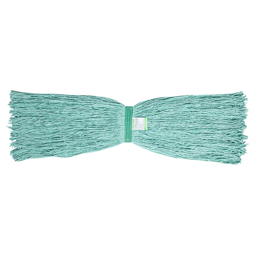 Clean Tek Professional 24 oz Green Cotton Blend Heavy Duty Wet Mop Head - with 1 1/4" Headband, Cut End - 1 count box