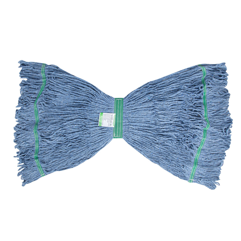 Clean Tek Professional 16 oz Blue Cotton Blend Heavy Duty Wet Mop Head - with 1 1/4" Headband- 1 count box