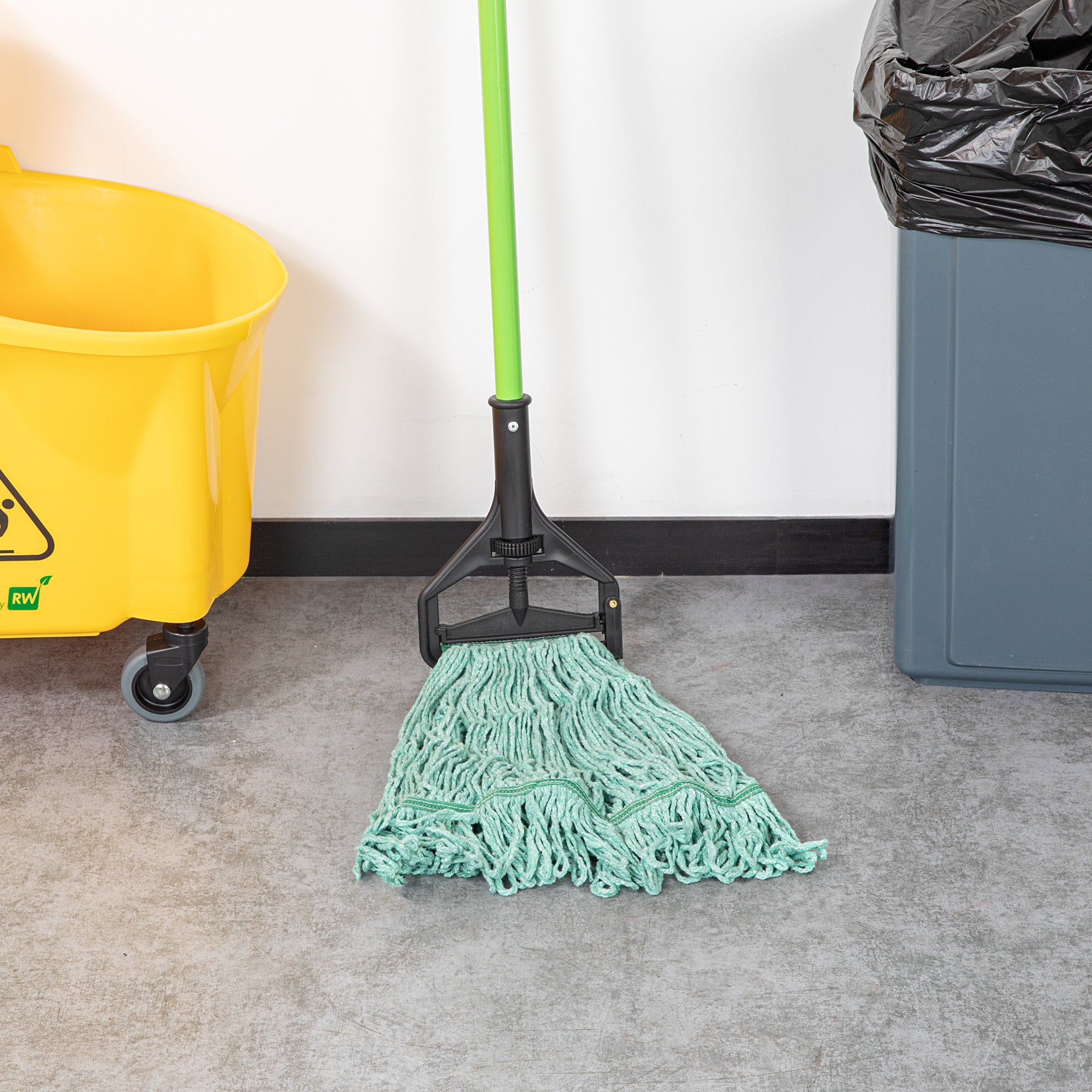 Clean Tek Professional 16 oz Green Cotton Blend Heavy Duty Wet Mop Head - with 1 1/4" Headband- 1 count box