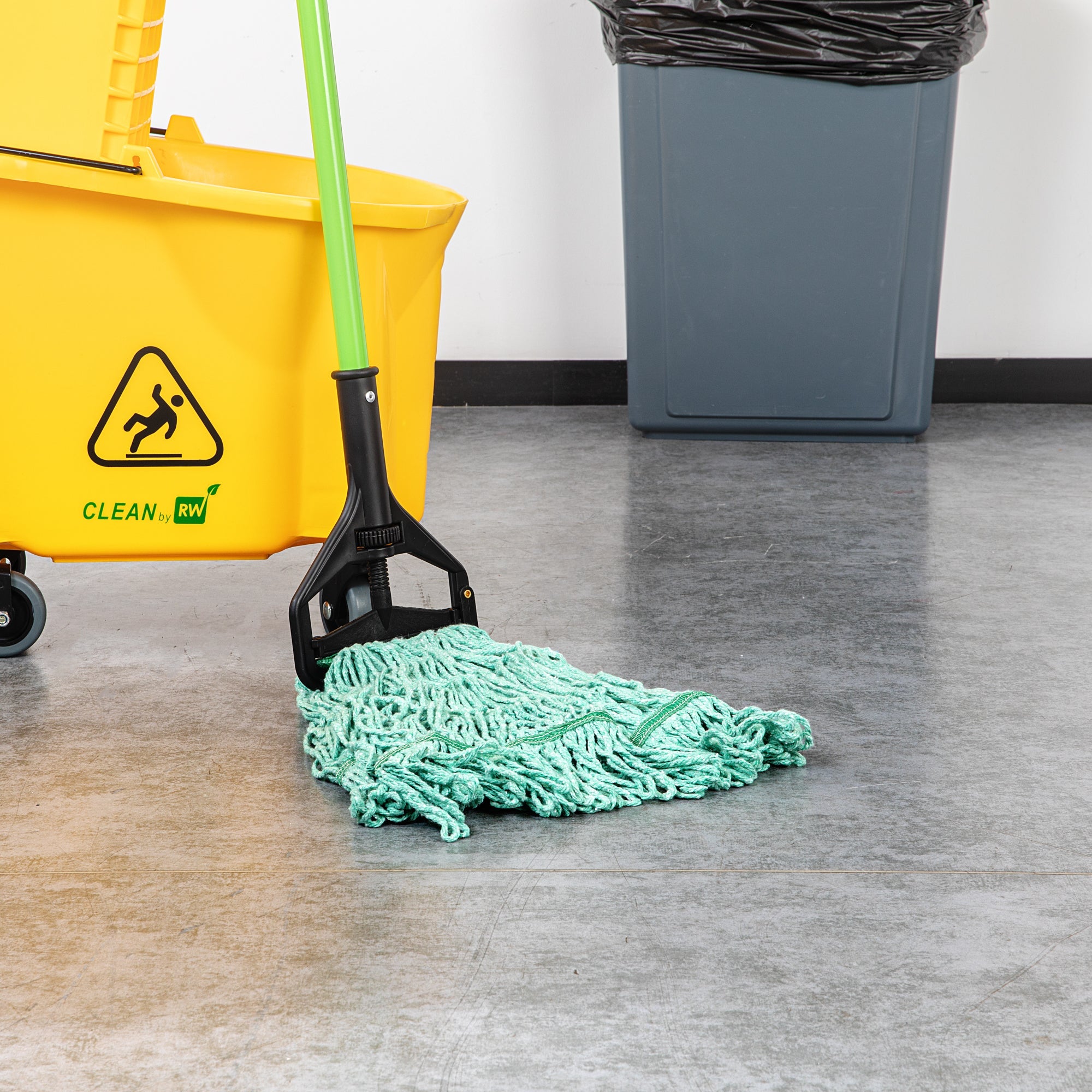 Clean Tek Professional 16 oz Green Cotton Blend Heavy Duty Wet Mop Head - with 1 1/4" Headband- 1 count box