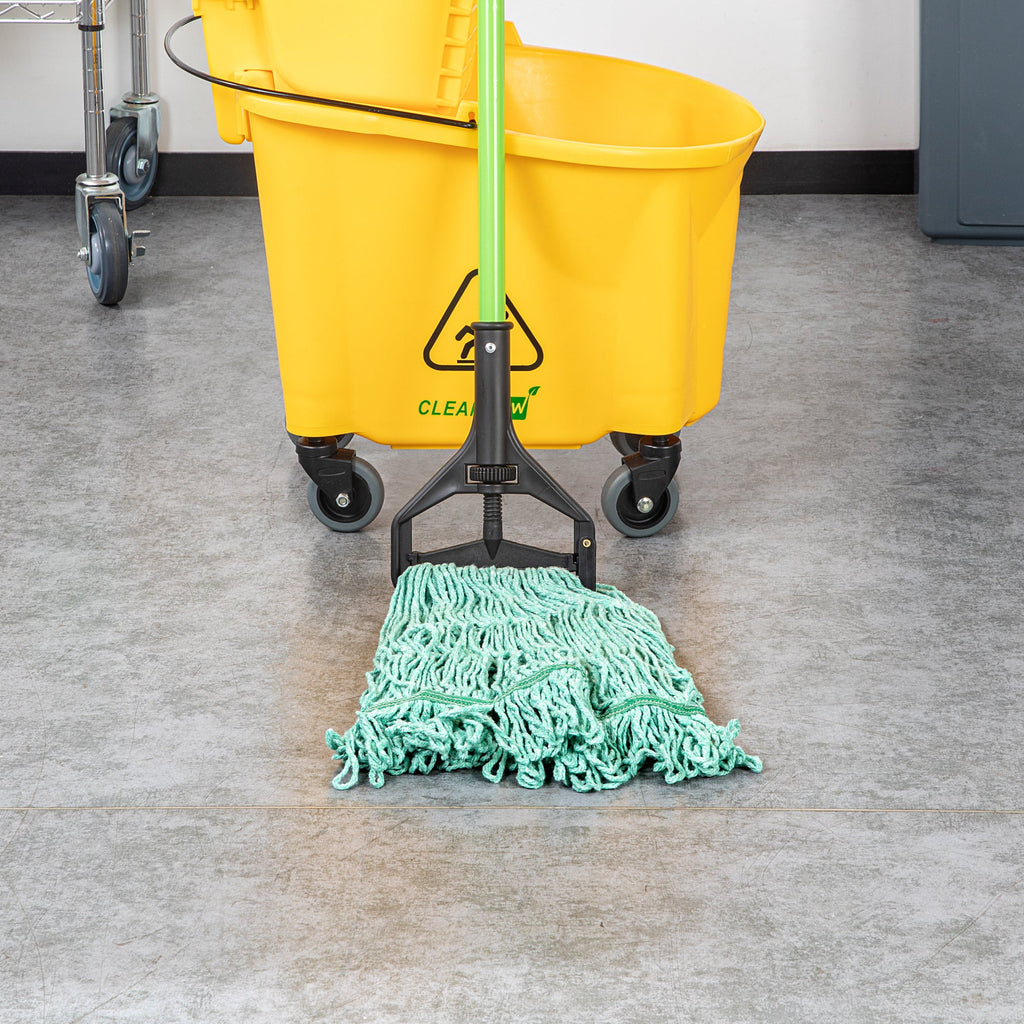 Clean Tek Professional 16 oz Green Cotton Blend Heavy Duty Wet Mop Head - with 1 1/4" Headband- 1 count box