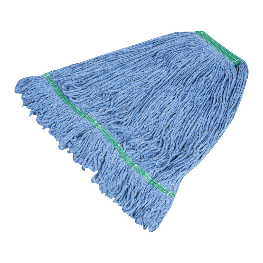 Clean Tek Professional 24 oz Blue Cotton Blend Heavy Duty Wet Mop Head - with 1 1/4" Headband- 1 count box