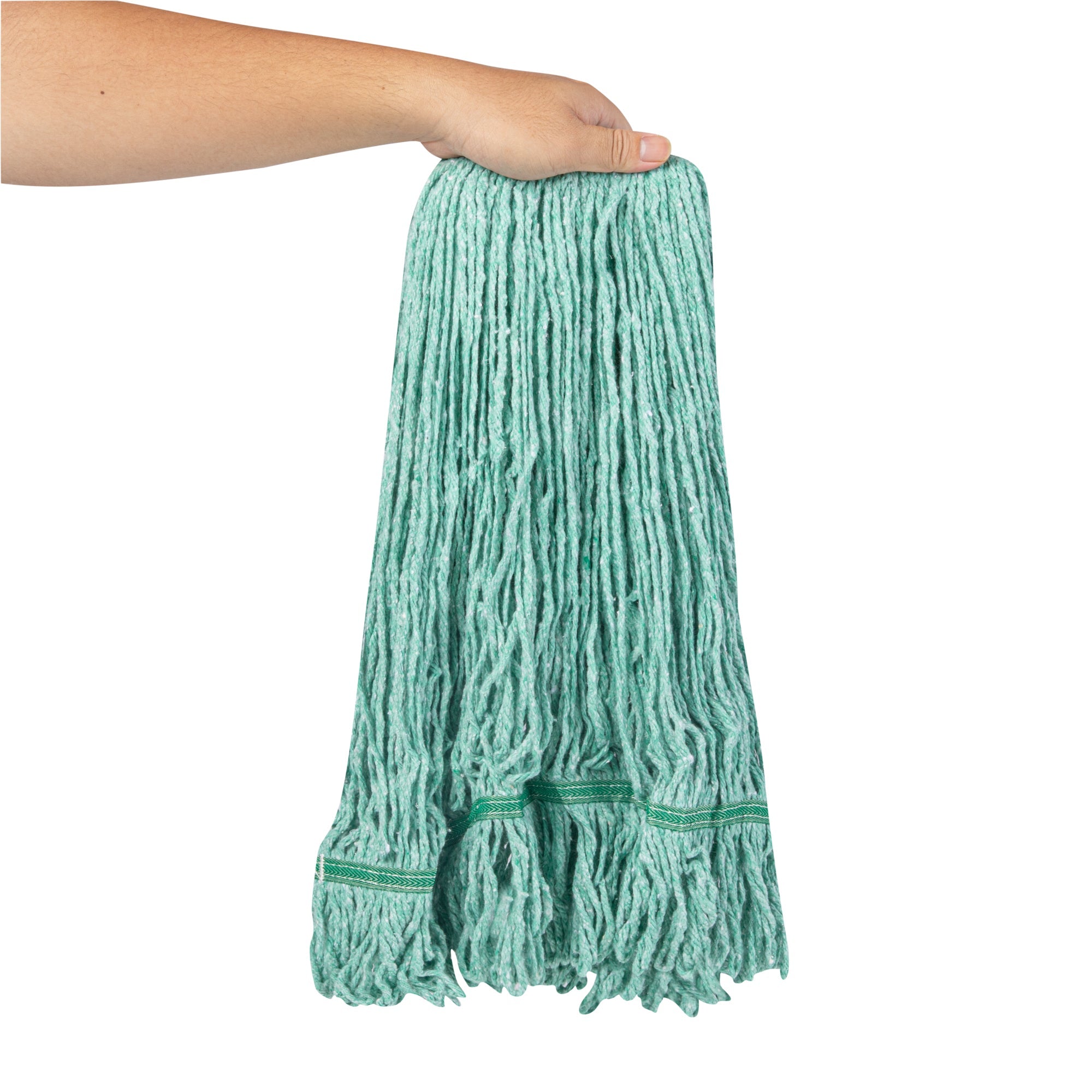 Clean Tek Professional 24 oz Green Cotton Blend Heavy Duty Wet Mop Head - with 1 1/4" Headband- 1 count box